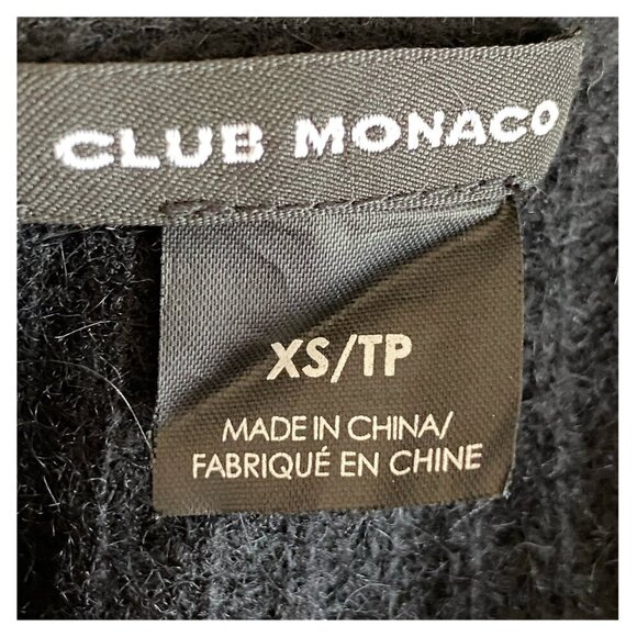 Club Monaco Black Ivory Wool Angora Blend Sweater Mixed Media Women's Size XS - Picture 4 of 9